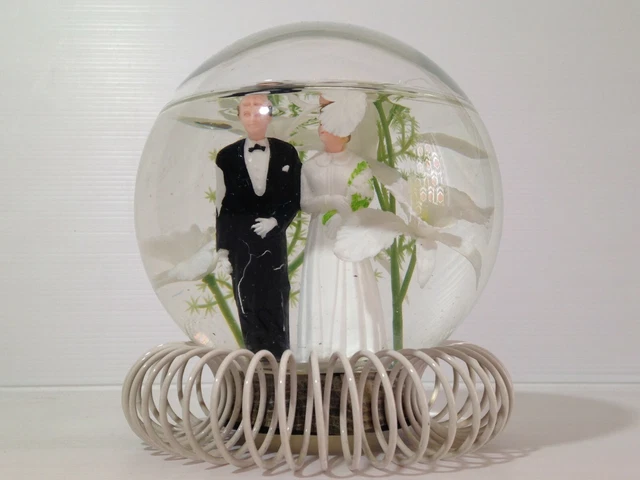 Ancien globe de mariés vintage rosarium BOULE  mariage mariée vintage verre