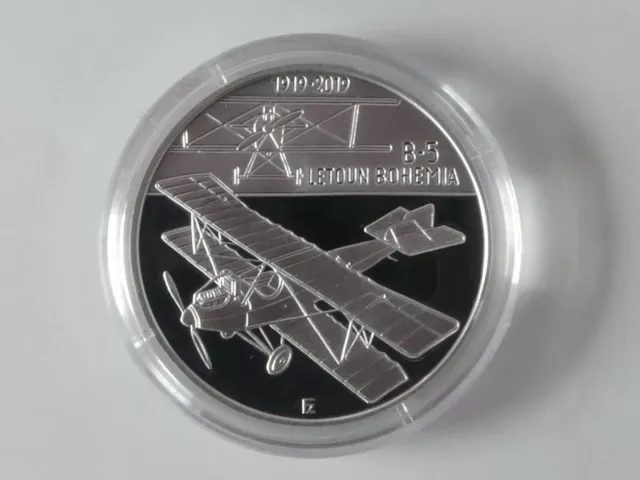 Tschechien 2019 200 Kronen Silber Münze Coin Pp Proof - Flugzeug Bohemia B-5 - 3