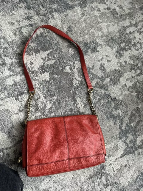 Reiss Leather Shoulder/Crossbody Bag Red