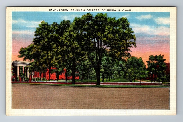 Columbia SC-South Carolina, Columbia College Campus View, Vintage Postcard