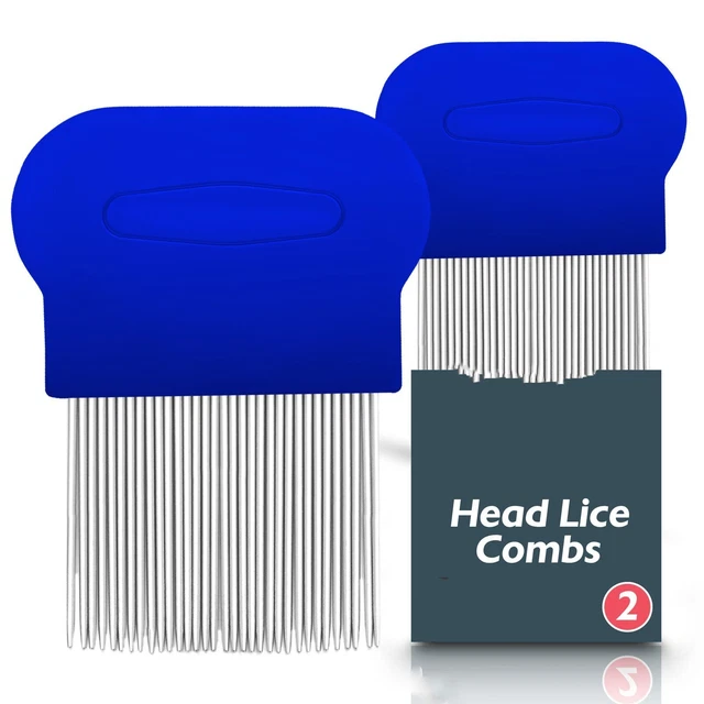 2 Metal Head Lice Comb Fine Tooth | Pet Dog Cat Flea Hair Kids Nit Eggs Removal