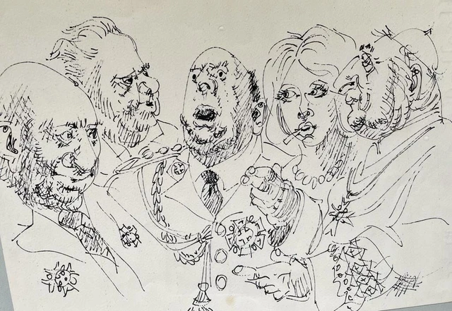 BERNARDO LEPORINI, DISEGNO SATIRICO, china di un grande della comic art