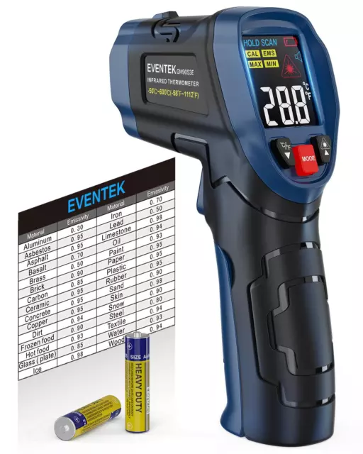 Termometro Infrarossi, (-50°C～600°C) -58°F~1112°F Termometro Digitale Laser Senz