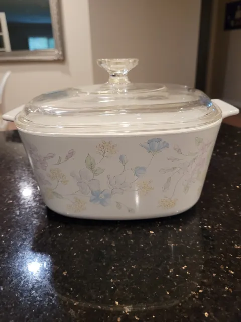 Retro Vintage PASTEL BOUQUET Corning Ware Lidded Casserole Dish.  3 Litre Size