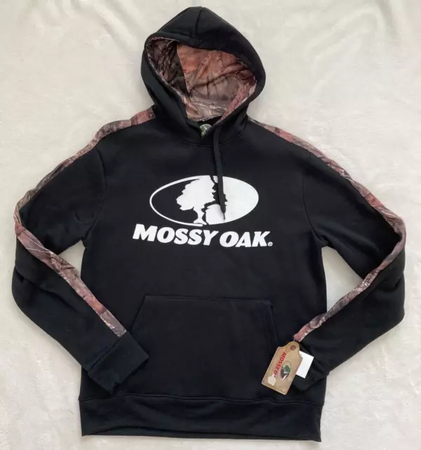 NWT Mossy Oak Black Hooded Sweatshirt Camo Trim - Men's Large