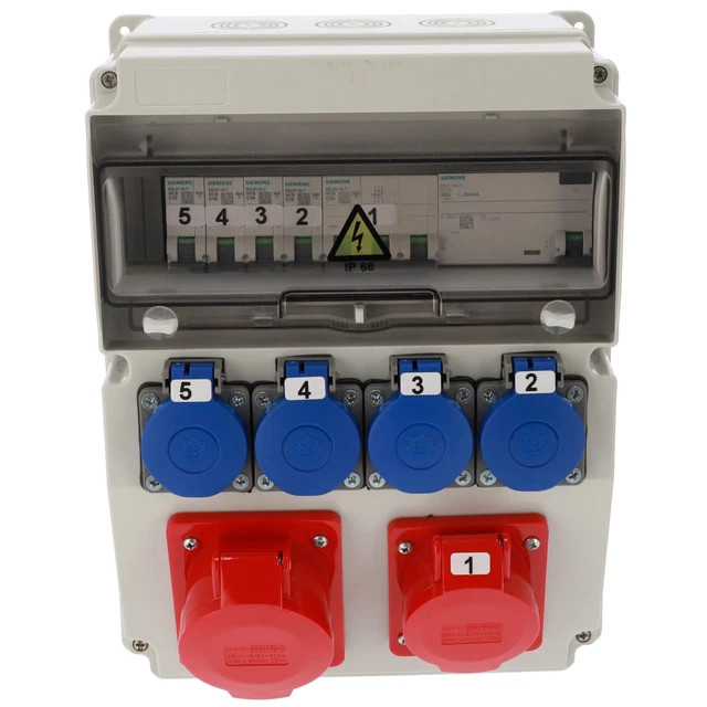 Coffret de chantier atelier pré-câblé IP65 2x 16A/5P 4x230V SCHUKO IP44 EDO