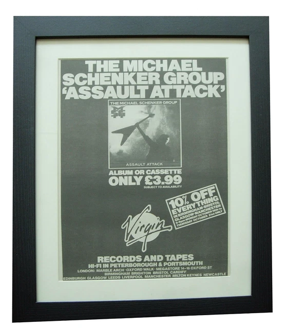 MICHAEL SCHENKER+ASSAULT ATTACK+POSTER+AD+ORIGINAL 1982+Framed+Fast ...