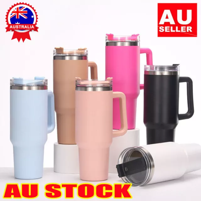 40OZ Tumbler Straw Lid Insulated Stainless Steel Water Bottle Coffee Mug Travel