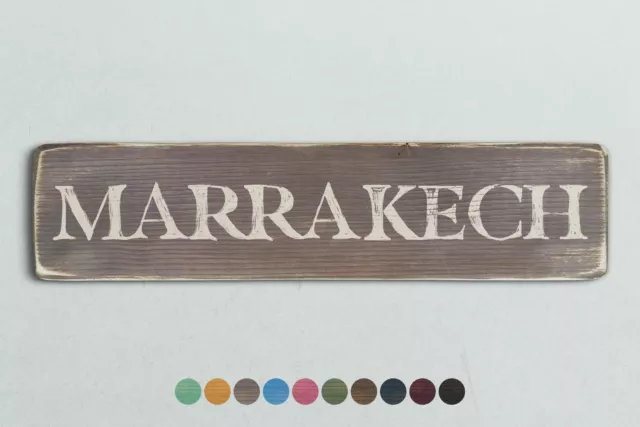 MARRAKECH Vintage Style Wooden Sign. Shabby Chic Retro Home Gift