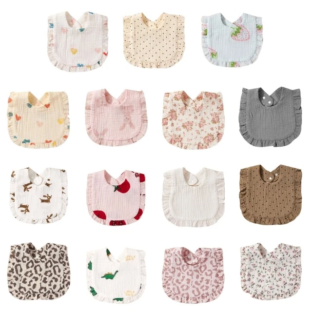Infant Bib Cotton U-shape Drooling Bib 0-24M High Absorbent Baby Feeding Bibs