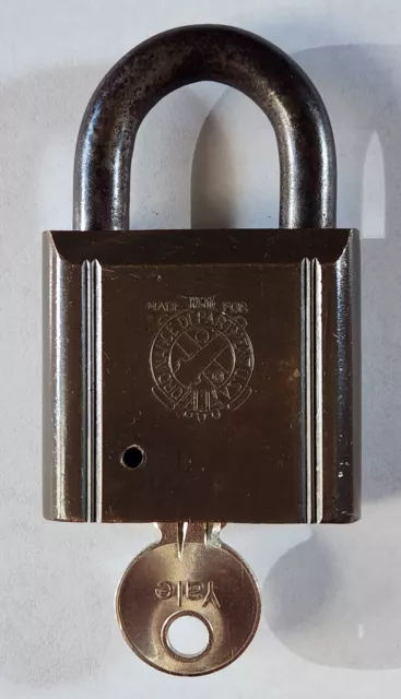 Vintage WWII Ordnance Department USA Yale Brass Lock with Key