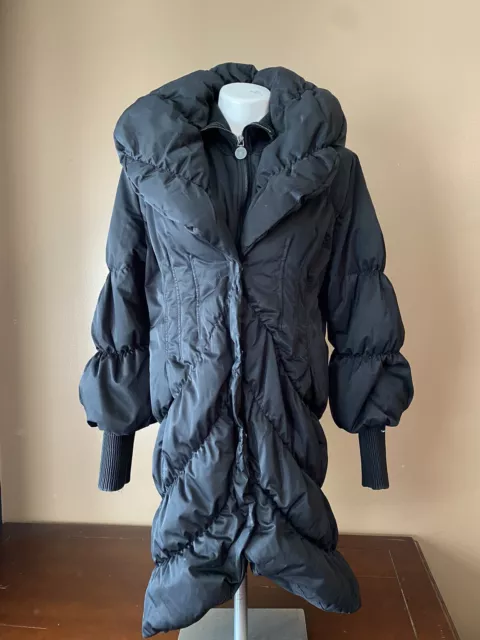 Elie Tahari Gray Pillow Collar Long Down Puffer puffy Coat size M