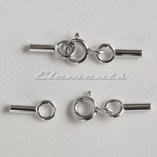 New .925 Sterling Silver Cord Beadalon Crimp Ends Caps With Integrated Clasp