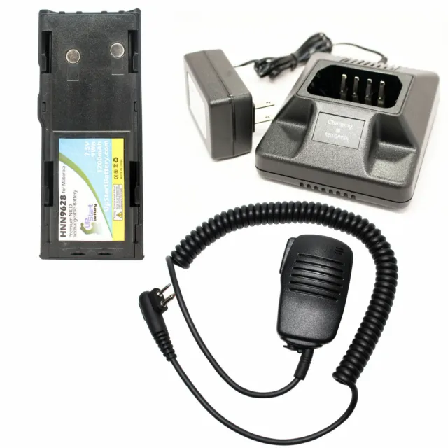 NICD Battery, Charger & Shoulder Speaker Mic for Motorola GTX, P040