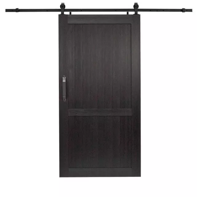 Pinecroft H-Style Sliding Barn Door Kit 42"W x 84"H PVC Vinyl w/ Hardware Black