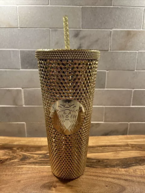 STARBUCKS CHRISTMAS 2022 Gold Bling Venti Studded Tumbler 24oz Cold Cup ...