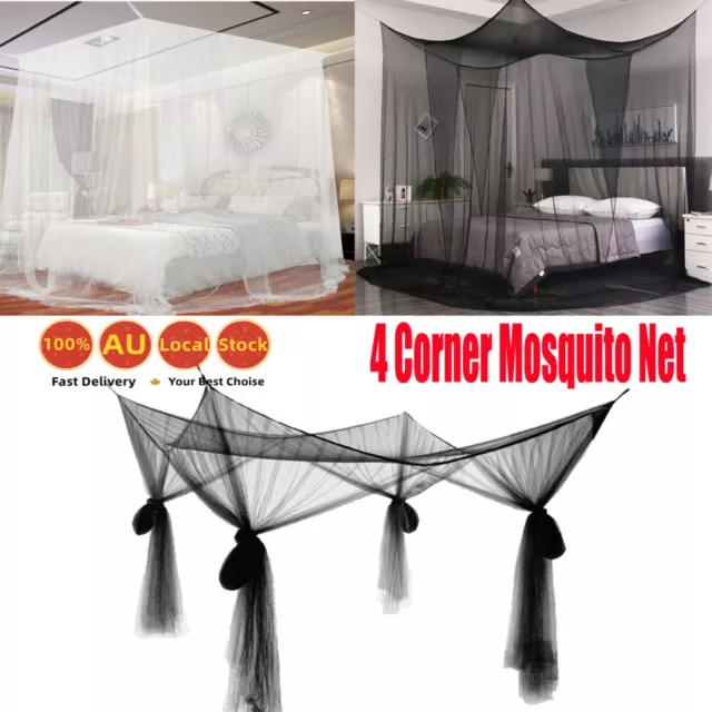 4Corner Post Bed Canopy Mosquito Net Full Queen King Size Netting for Bedroom