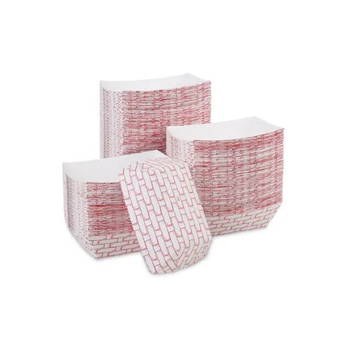 Boardwalk BWK30LAG100 Paper Food Baskets, 16oz Capacity, Red/White (1000/Carton)