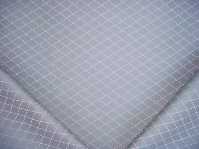 4-1/4Y Schumacher Dusty Blue Silvery Gray Diamond Lattice Upholstery Fabric