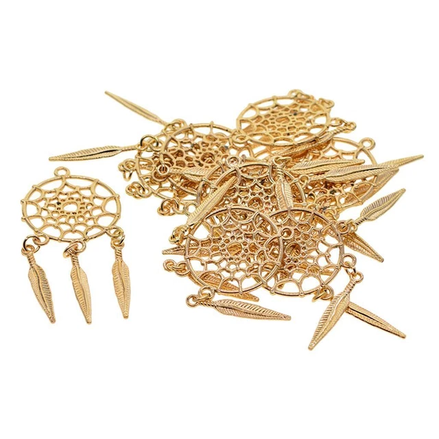 10 Stück Goldene Feder Quaste Anhänger Charms Für Schmuck Nacklace