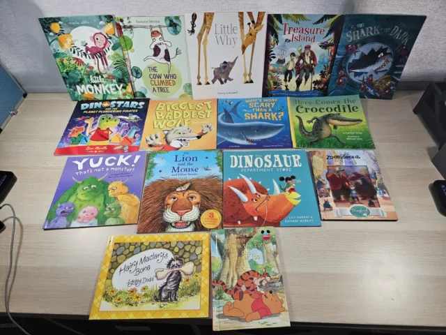 15x Children Toddler Book Bundle Kids Books Animals Pirates Dinosaurs Sharks