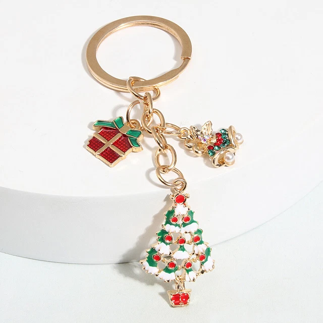 Cartoon Christmas Tree Keychain Santa Claus Key Ring Pendants Car Key Holder LEI
