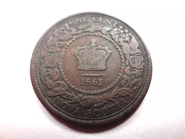 1861 Nova Scotia One Cent Victoria Coin