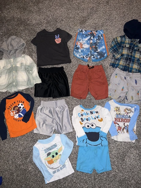Boys size 2T clothing lot shorts, shirts, pajamas 13 pieces