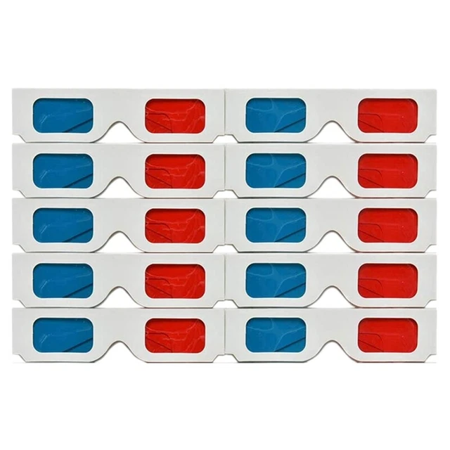 1X(3D Glasses, 10 Pairs Red and   Stereo Lenses for Movies Set Anaglyph  3D Gla