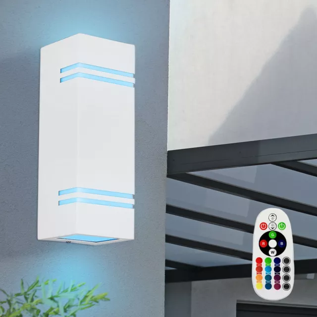 RGB LED Außen Wand Lampe Haus Tür Dimmer Fernbedienung ALU UP DOWN Strahler weiß