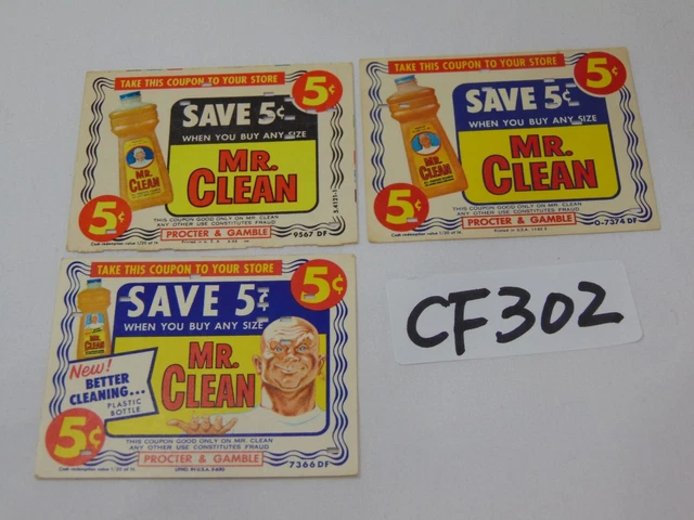 3 VINTAGE PROCTOR Gamble Coupons Key Punch 1960 S Mr Clean 5 Cent 3 VINTAGE PROCTOR Gamble Coupons Key Punch 1960 S Mr Clean 5 Cent