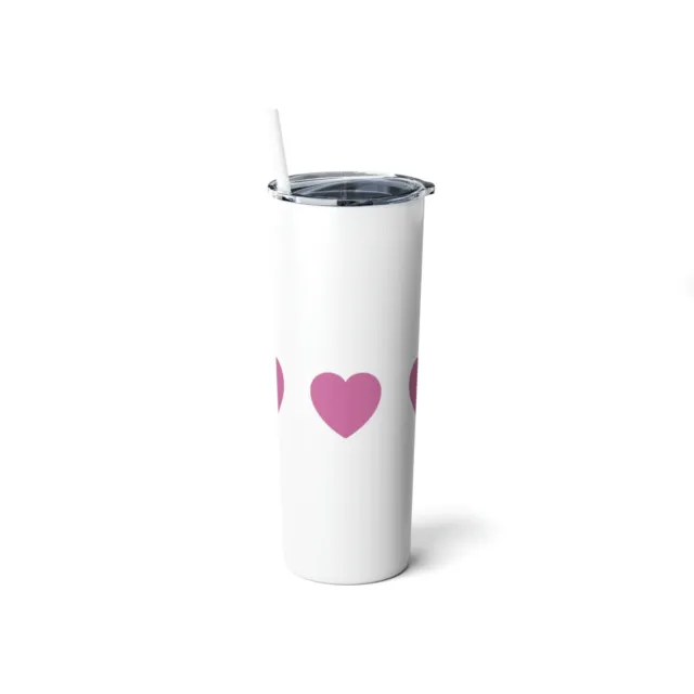 Pink Heart - Skinny Steel Tumbler with Straw, 20oz