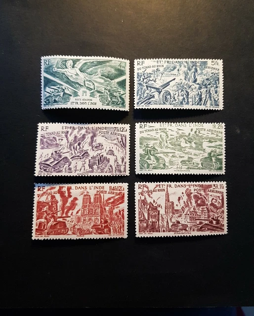 France Timbre Colonie Inde Poste Aérienne Pa N°10 + 12/16 Neuf * Mh 1946