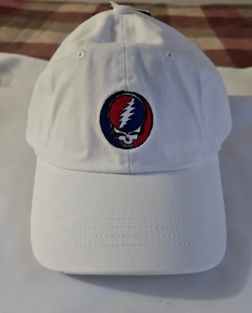 Grateful Dead Dad Hat Ball Cap Adjustable Embroidered Steal Your Face White OS