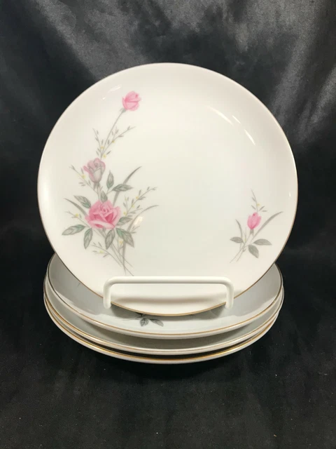 Set of 4 Golden Rose Fine China of Japan Gold Trim Bread Plates