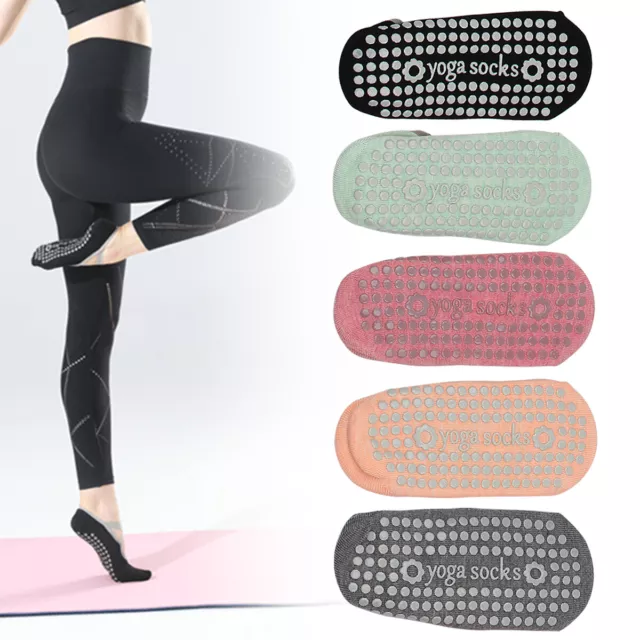 Womens Non-Slip Yoga Grip Socks Pilates Gym Sport Fitness Ballet Dance Trainer