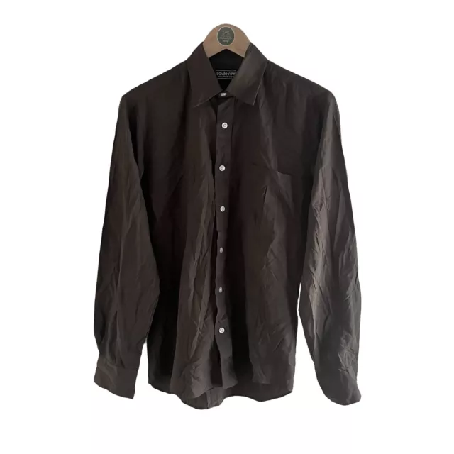 Men’s Vintage Saville Row Shirt Brown Long Sleeve Size Small