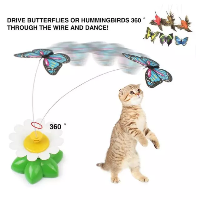 Cat Toy Automatic Electric Rotating Colorful Butterfly Bird Toys Interactive