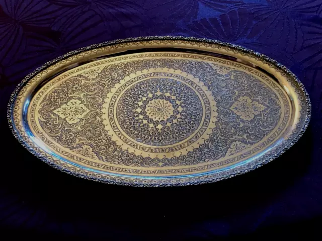 Superbe Plateau argent massif Oriental Perse Iran 84 Zolotniki Russie.