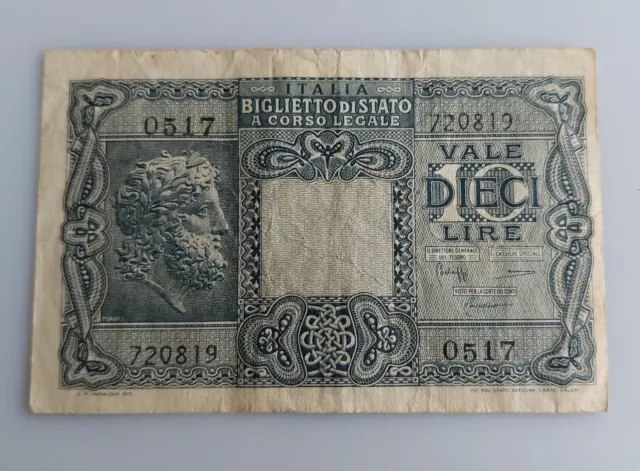 ITALIE - ITALIA, BILLET de 10 LIRE GIOVE 23-11-1944, LUOGOTENENZA, 0517 LOT C