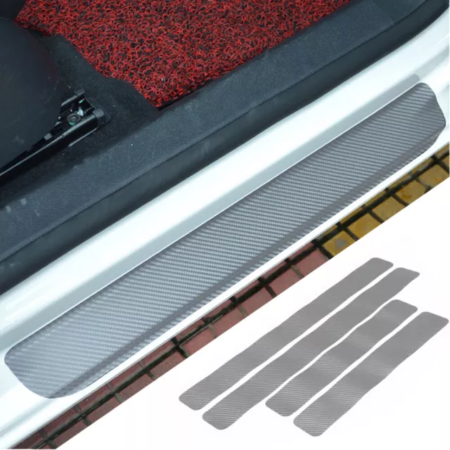 4× Carbon Fiber Car Door Plate Sill Scuff Cover Accessories Anti-Scratch Sticker 2