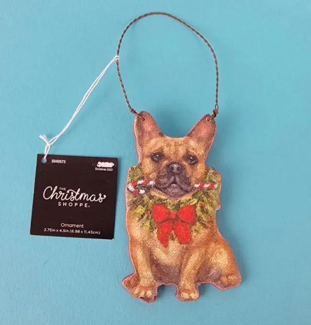 Wooden French Bulldog Dog Christmas Ornament Plaque Pet Realistic Tree New