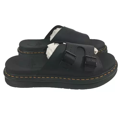 DR DOC MARTENS Mens Dax Sandals Black Hydro Leather Chunky Slide US 12 ...