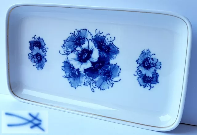 Meissen Tablett/ Anbietteller/ Platte, blaue Blumen, handbemalt K903