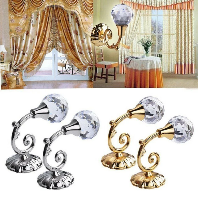 Home Decor Window Hooks Hanger Curtain Holdbacks Wall Tie Backs Metal Crystal