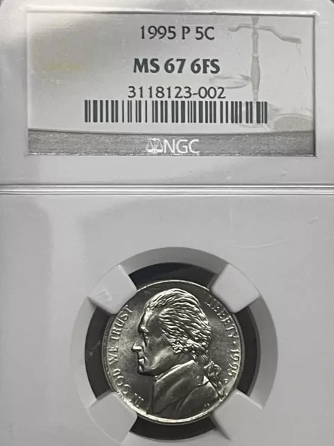 1995 Jefferson Nickel 5c NGC MS67 6FS **Very Low Pop** Only 2 Grade Higher!!!