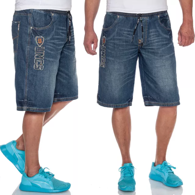 UNCS Herren Jeans Shorts mit Dehnbund dark blue