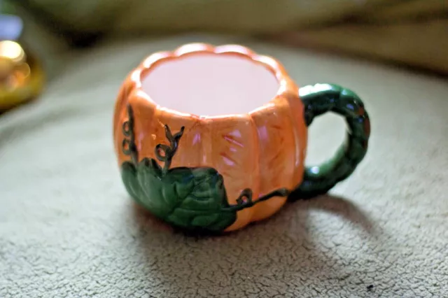 Vintage Ceramic Bloom Rite Pumpkin mug Planter Autumn Halloween Fall