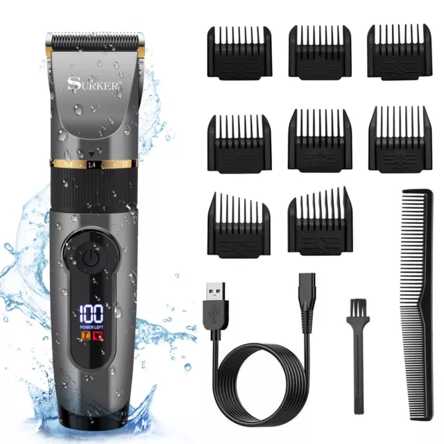 Surker Tondeuse Cheveux Tondeuse Barbe Professionnelle Avec Ecran Lcd Ipx6