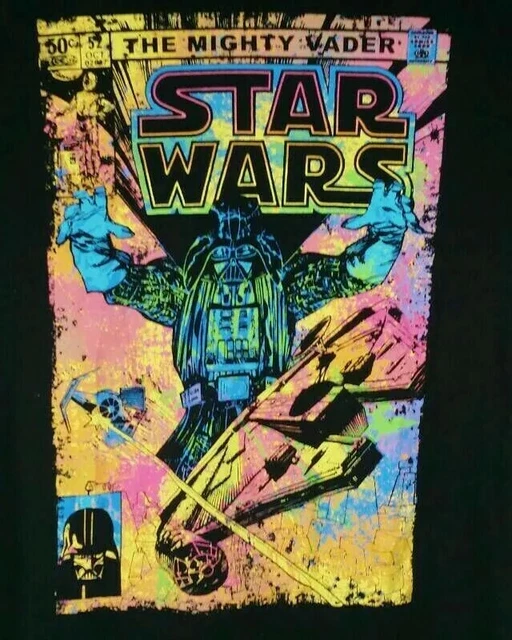 Star Wars The Mighty Vader Mens Mad Engine Graphic T-Shirt Black Crew Neck Tee M